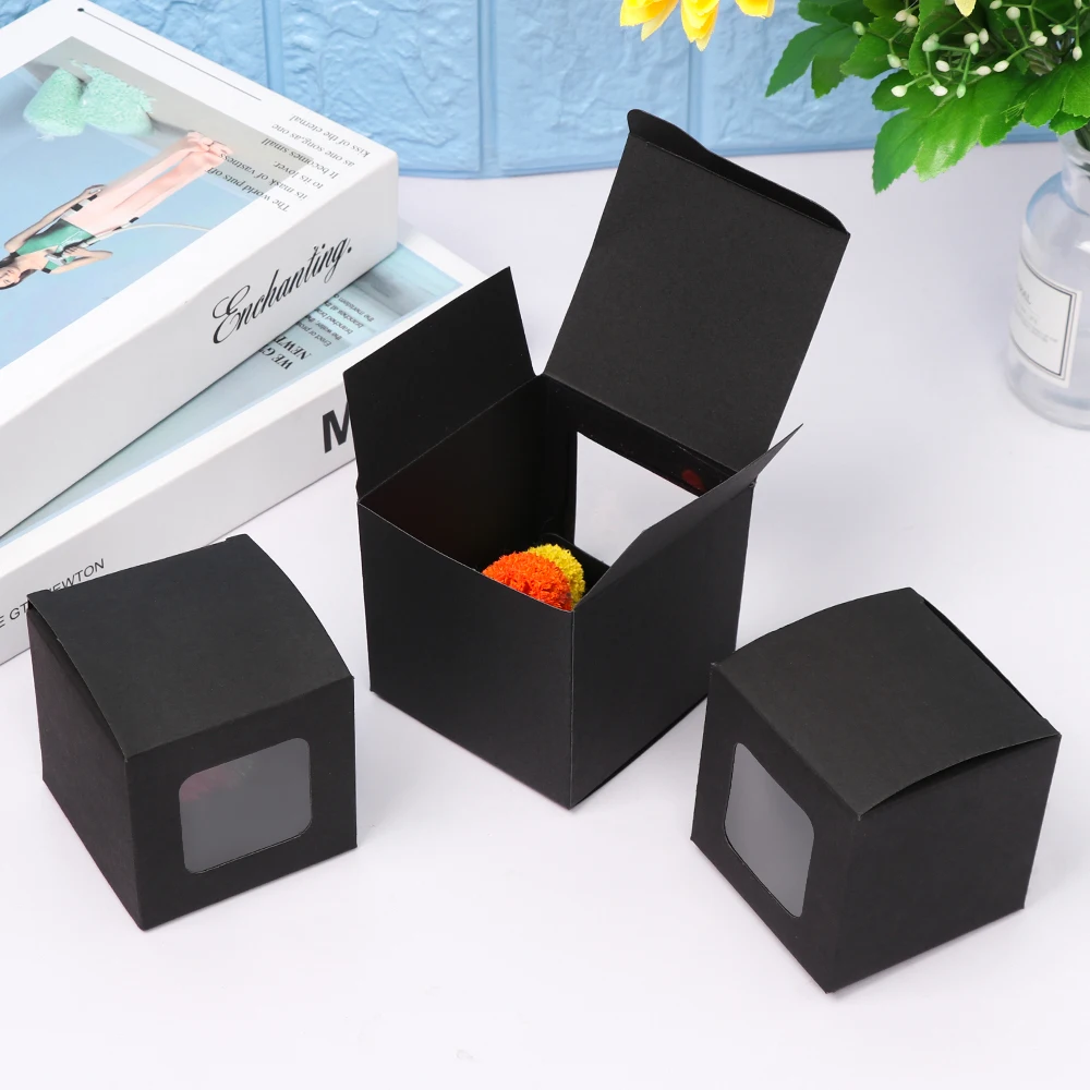 10 шт. белая/черная/коричневая Крафтовая оконная коробка упаковочные подарочные