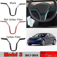 for tesla model 3 2017 2019 steering wheel decoration sticker cover trim abs plastic car interior accessories