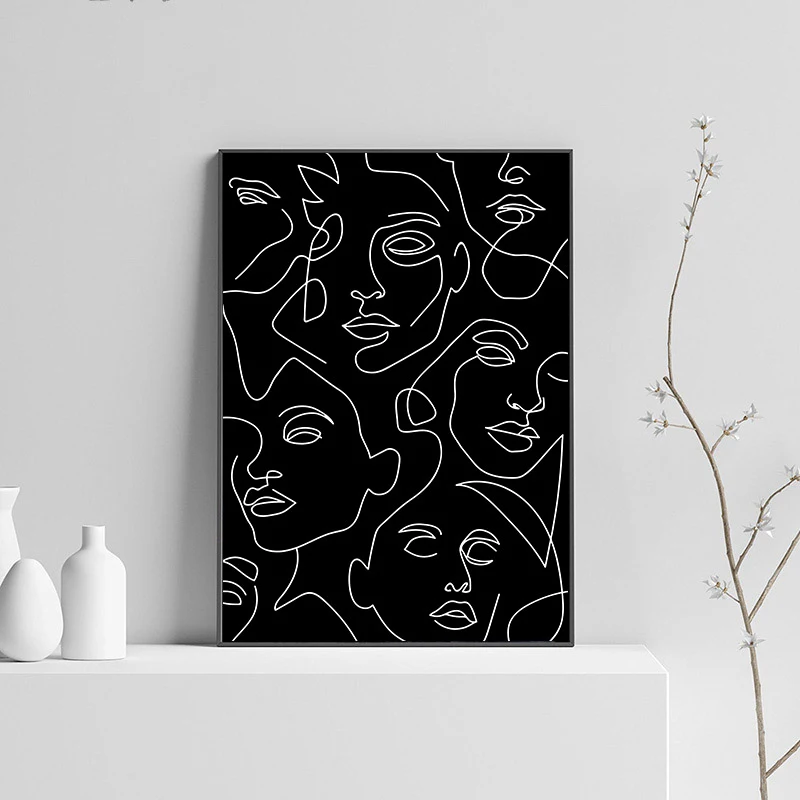 

Abstract Line Canvas Black White Wall Art Minimalist Print Painting Nordic Poster Woman Body Picture Modern Living Room Decor