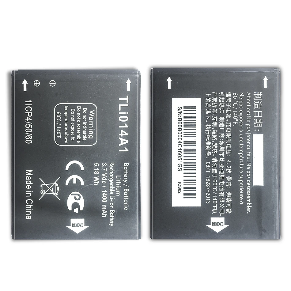 Аккумулятор Tli014A1 для Alcatel 'pop 5020 5020D Fire 4012 4012A 4012X 4007D Pixi 3 4 5 &quot4027 4027D /A 4027X 4010 4010D 1400