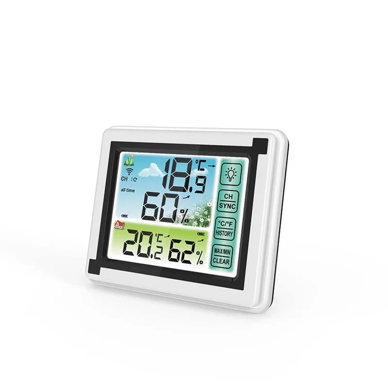 

YUIHome Forecast 433MHz Indoor Outdoor Screen Touch Wireless Weather Station Color LCD HTN Display IPX4 Hygrometer Thermometer