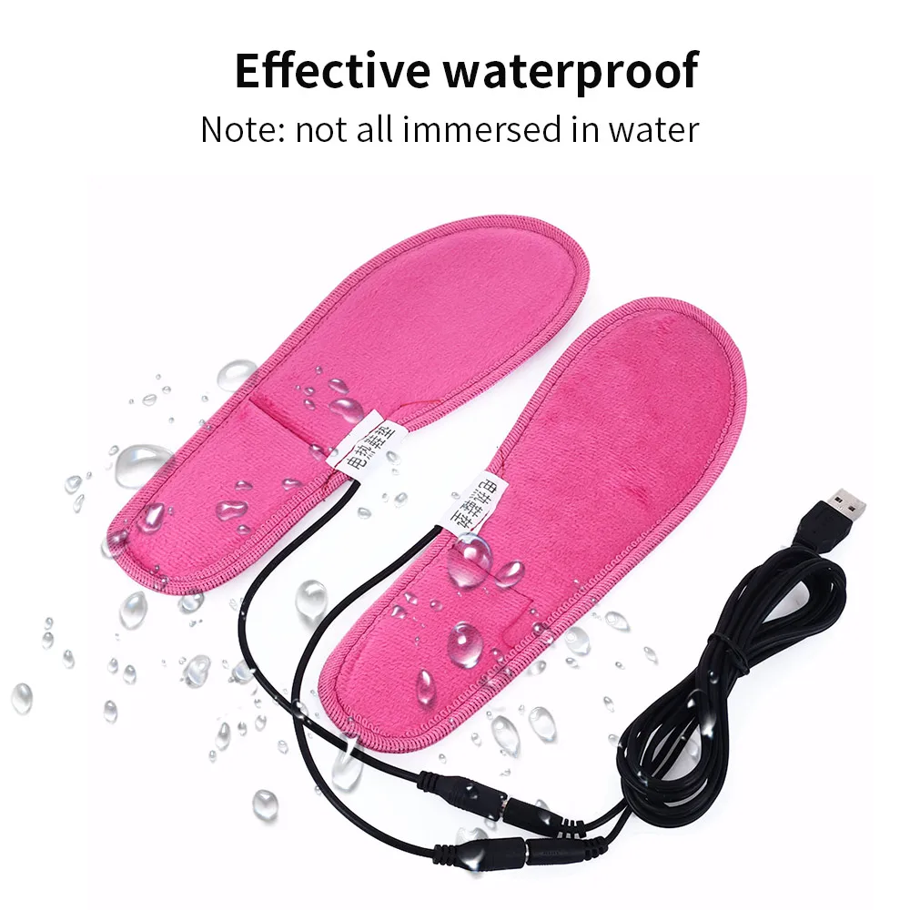 Розовые электрические стельки с подогревом USB для женщин обуви зимние теплые |
