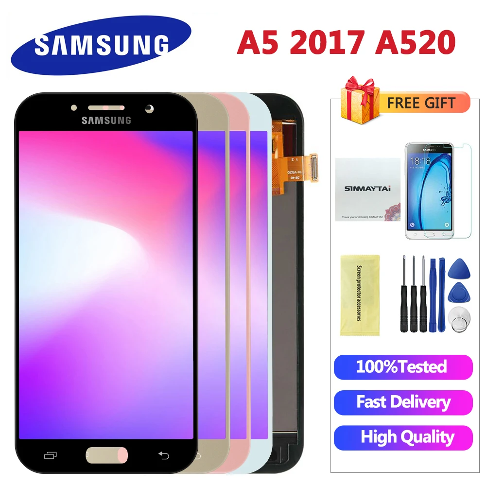 Тест 5,2 ''для Samsung Galaxy A5 A520 SM-A520F ЖК-дисплей сенсорный экран дигитайзер lcd A5 сборка lcd