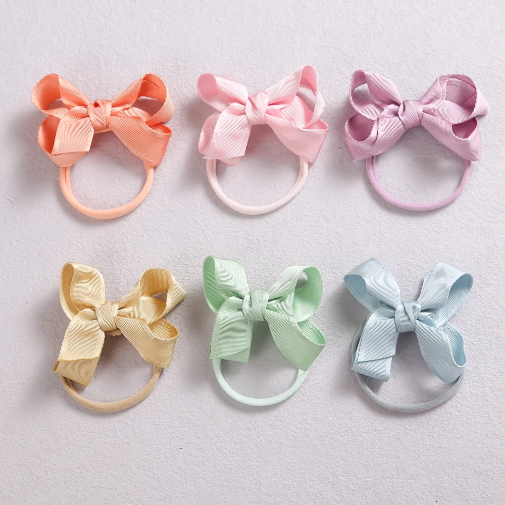 

New Design Kids Ribbon Bow Tie Headband Soft Grosgrain Nylon Bow Elastic Hair Bands For Children Newborn Baby Hair Accessories