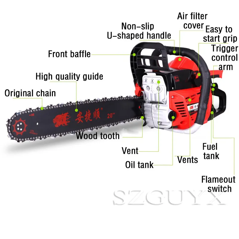 Бензопила 2-тактный бензиновый двигатель 800 Вт куб. См длинные бензопилы