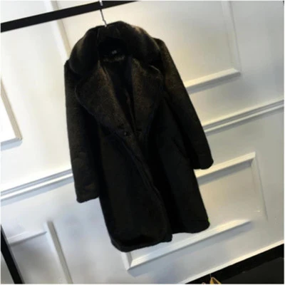 Black Женское меховое пальто белого XS-2XL размера плюс, свободная длинная куртка из искусственного меха норки, новинка, Корейская черная красная розовая Толстая теплая одежда CX1094 - Цвет: Black