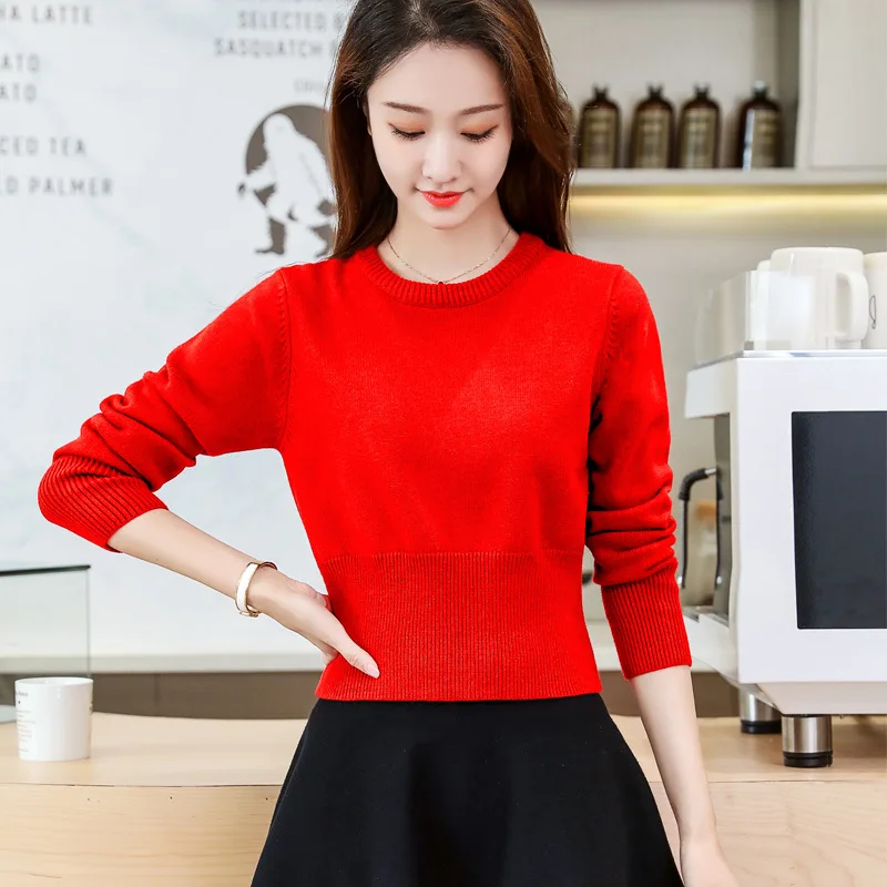 

2021 autumn new female sweater loose design hoodie pullover long sleeve hit color sweater White