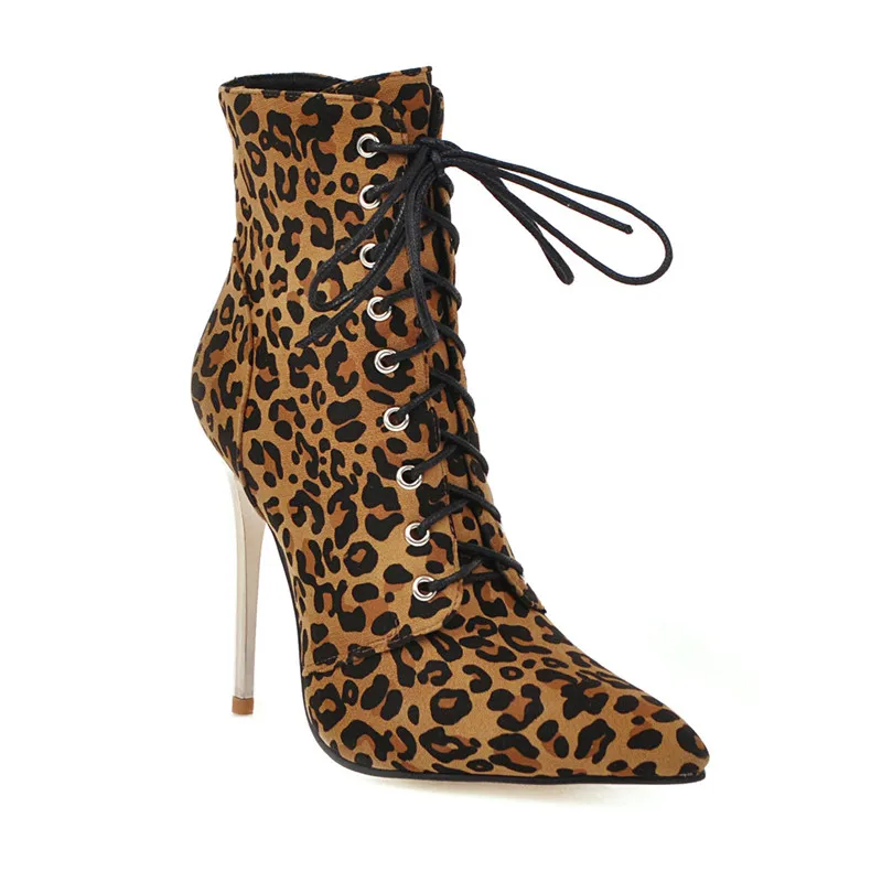Leopard MORAZORA/ г.; большой размер 48; женские ботильоны; вечерние свадебные туфли на высоком тонком каблуке с острым носком и принтом зебры; женские полусапожки - Цвет: Leopard