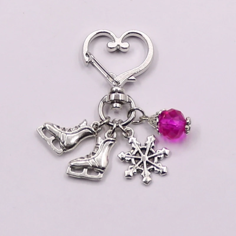 1pcs Pretty Ice Skates Snowflake Pendant Key Ring Skating Chain Keychain Jewelry For Winter Gift | Украшения и аксессуары