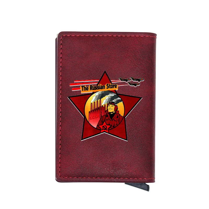 Винтажный кожаный кошелек CCCP Aviator с цифровым принтом держатель для карт рчид