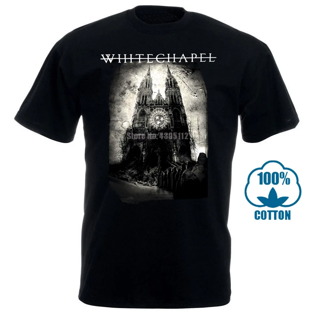 Whitechapel Мужская футболка с лезвием черный короткими рукавами хлопок Бесплатная