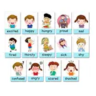 Детские английские Обучающие карты Монтессори, 14 шт.компл., Мультяшные для детей, Ранняя игра, флеш-карта, Развивающие детские игрушки Emotion M K2T6