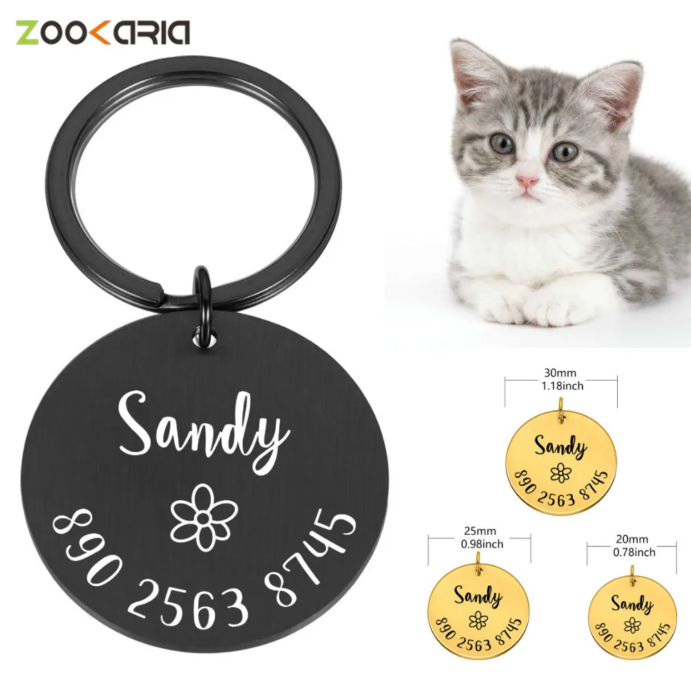 

Engraved Pet Name Number Collar Dog Tags Personalized Cat Puppy ID Tag Stainless Steel Tags Pendant Anti-lost Pet Accessories