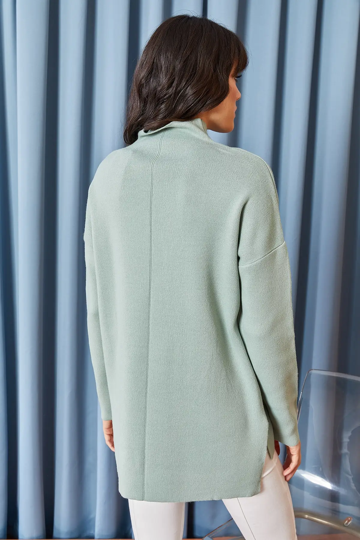 Women Mint Green Others Collar Sweater Thick Sweater Women Sweater 2021