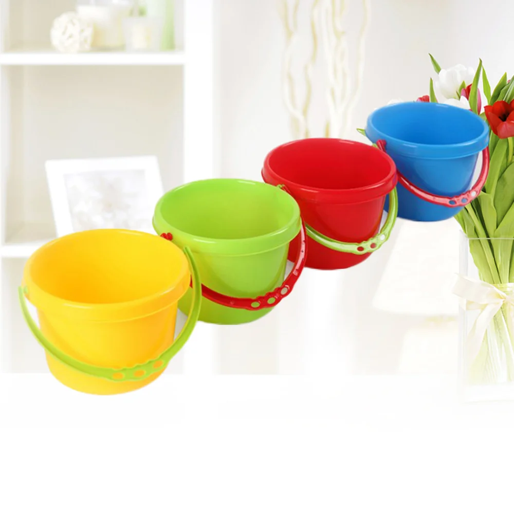 

4pcs Creative Sand Tools Beach Kids Children Playing Water Toys Beach Pails Buckets for Pools Backyard (Random Color)