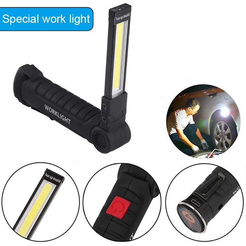 Portable Ligh COB Working LED Flashlight Lamp Built in USB Rechargeable Battery 3 Modes Torch Tail Magnet Emergency for Camping | Лампы и