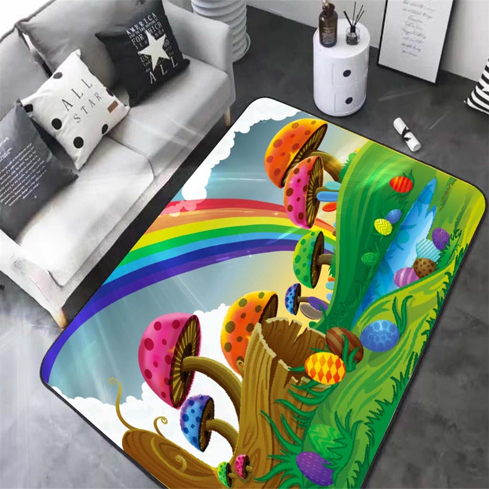 Мультяшный Радужный коврик с грибами ковры декор для комнаты девочек детский