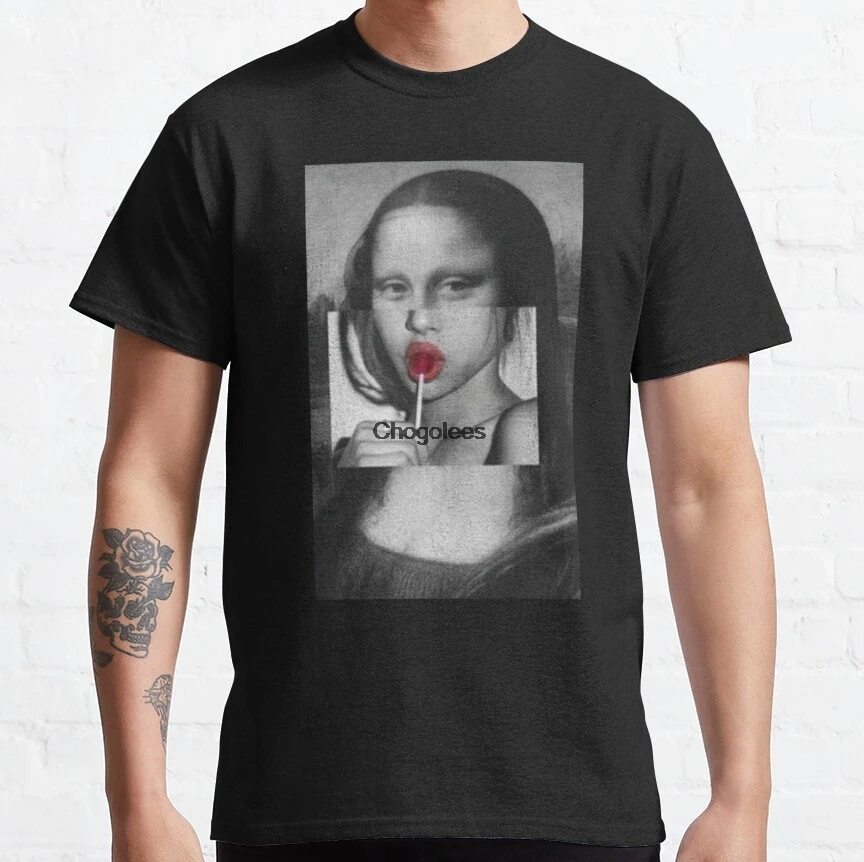Женская футболка смешные мужские футболки Mona Lisa Eat lollipop Sugar |