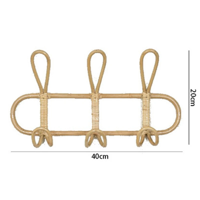 

Rattan Wall Hanger Hooks Kids Garments Organizer Rack Clothes Hat Hanging Hook Door Hanger For clothes Kids Room Decor Hanger