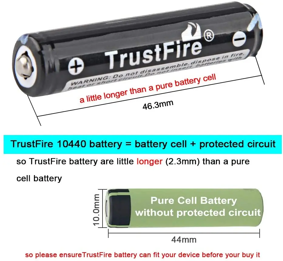 TrustFire 100% Новый оригинальный 10440 600 мАч литиевый аккумулятор 3 7 в перезаряжаемый