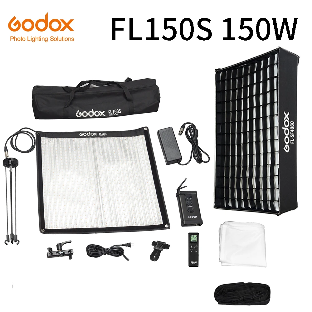 

Godox 60*60cm FL150S 150W Flexible LED Video Light 3300-5600K Bi-color Foldable Cloth with Controller Remote Control X-shaped