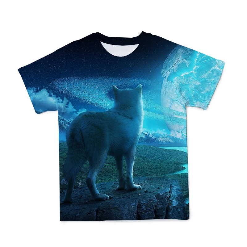 

3D T-shirt men's and women's oversized sportswear 2021 latest wolf totem casual fashion style loose and comfortable XXS-6XL