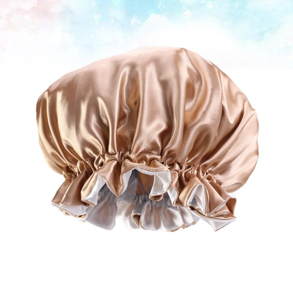 

1pc Double layer Satin Bonnet Sleeping Cap Large Round Hat Night Hat Hair Salon Beauty Cap for (Blue)