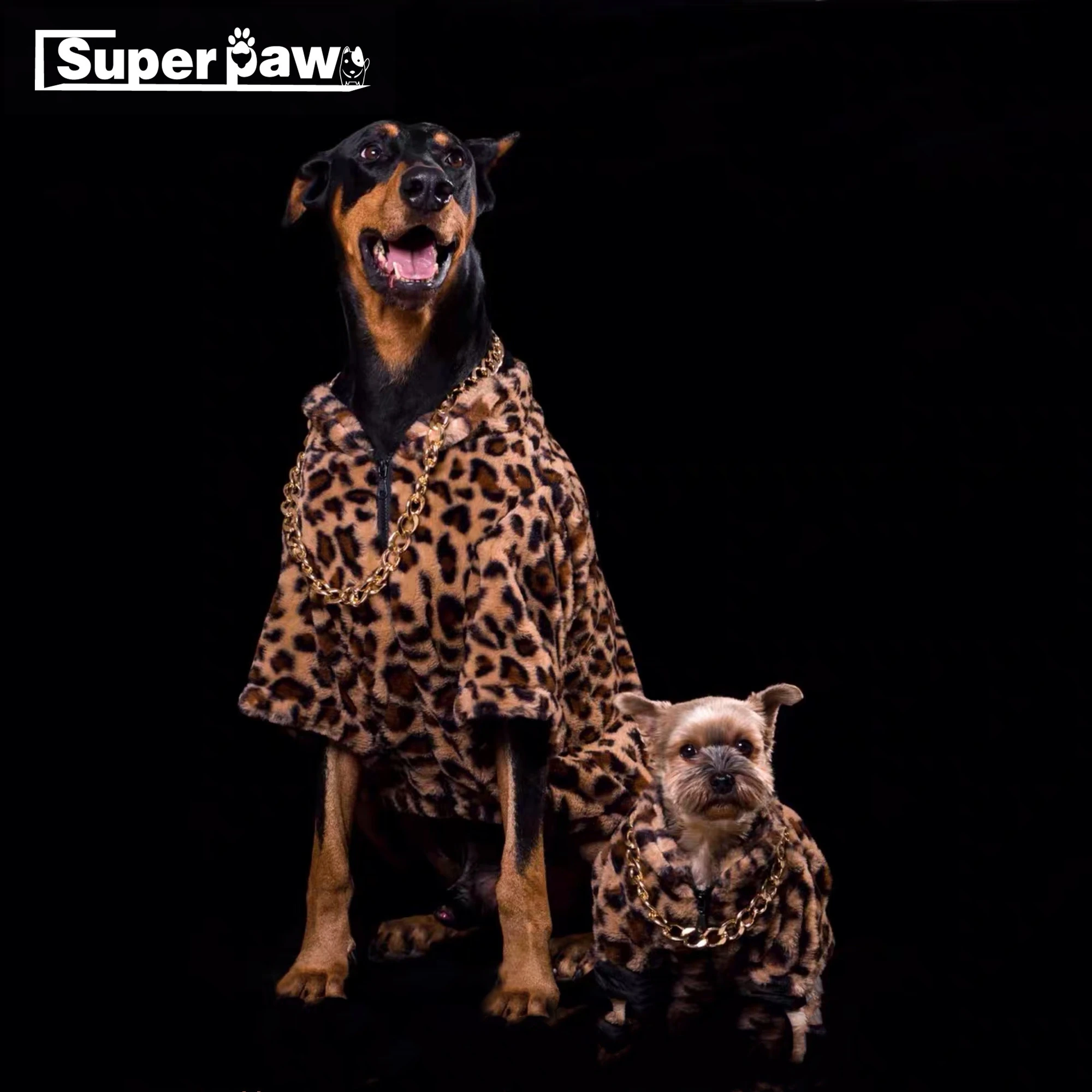 Модное пальто с леопардовым принтом для собак теплое ожерельем куртка питомца