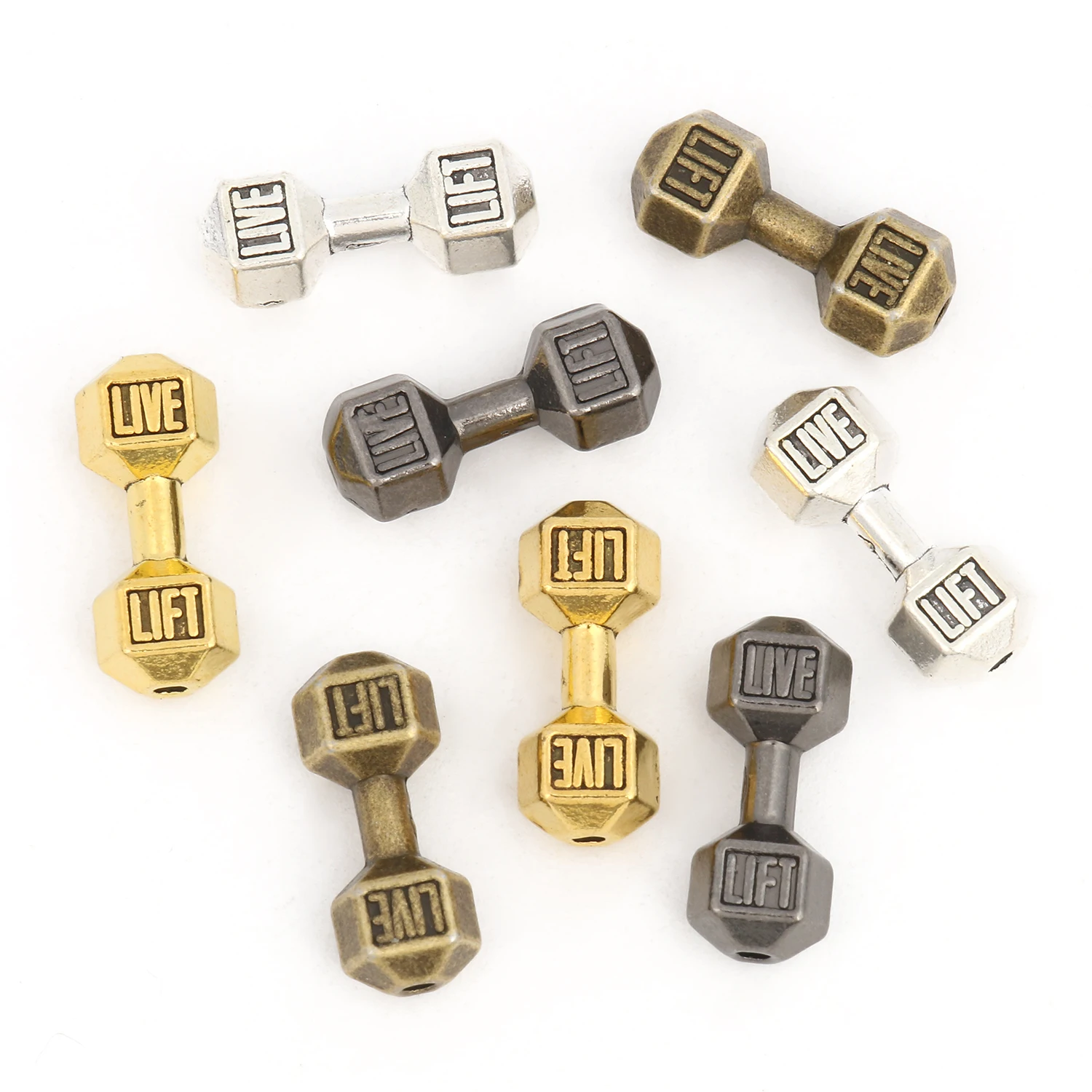 

20/10pcs 8x20mm Gold Silver Black Rhodium Color Dumbbell Spacer Beads Charms for Beaded Bracelet DIY Jewelry Making Accessories