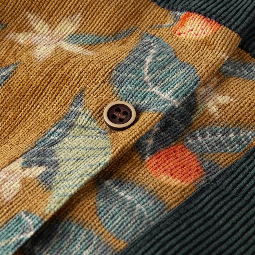 Женская винтажная Вельветовая блузка с длинным рукавом и цветочным