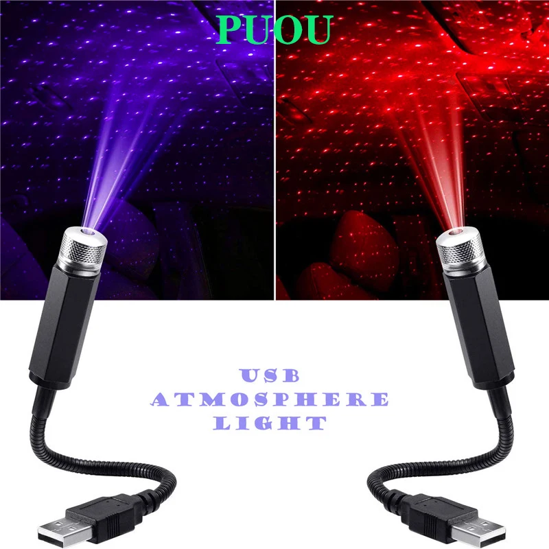 

Romantic LED Car Roof Star Night Light Projector Atmosphere Galaxy Lamp USB Decorative Lamp Adjustable Car Interior Decor Light