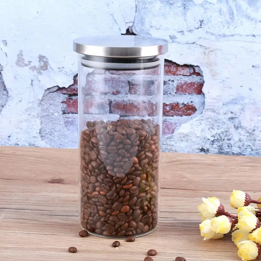 1000ML Tea Coffee Sugar Storage Jars Transparent Glass And Lids Bottle Containers Home Kitchen Organization | Дом и сад