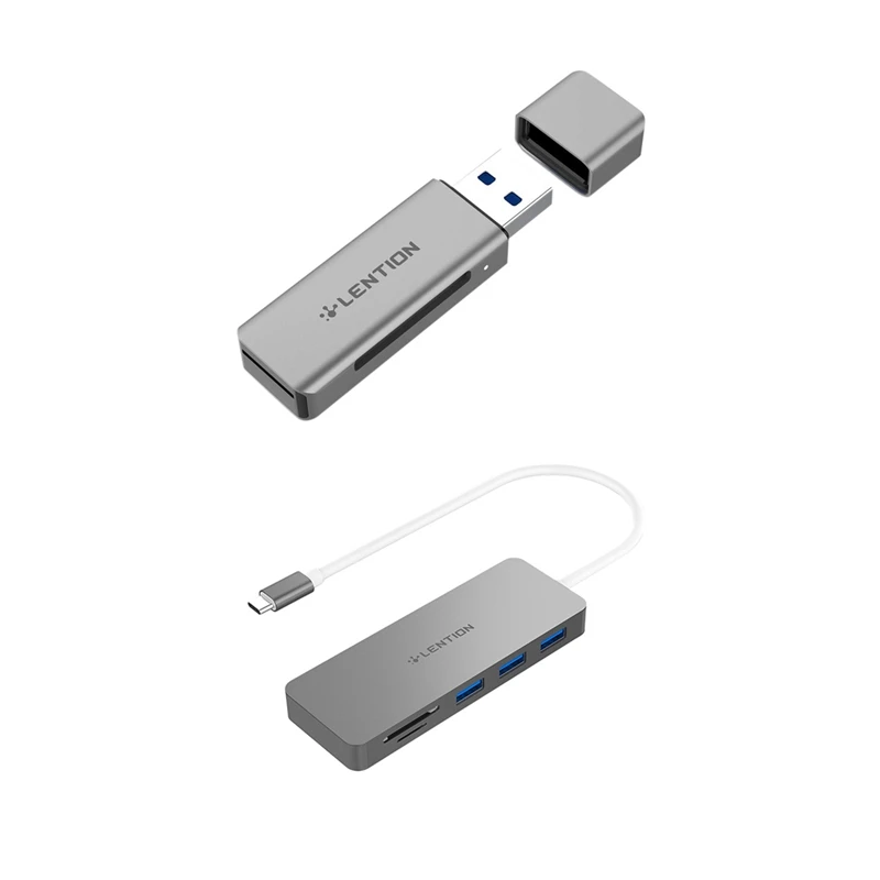 

LENTION H7 USB 3.0 Card Reader SD 3.0 Adapter With C15 Multi-Port Type C Adapter SD Card Reader USB C Hub