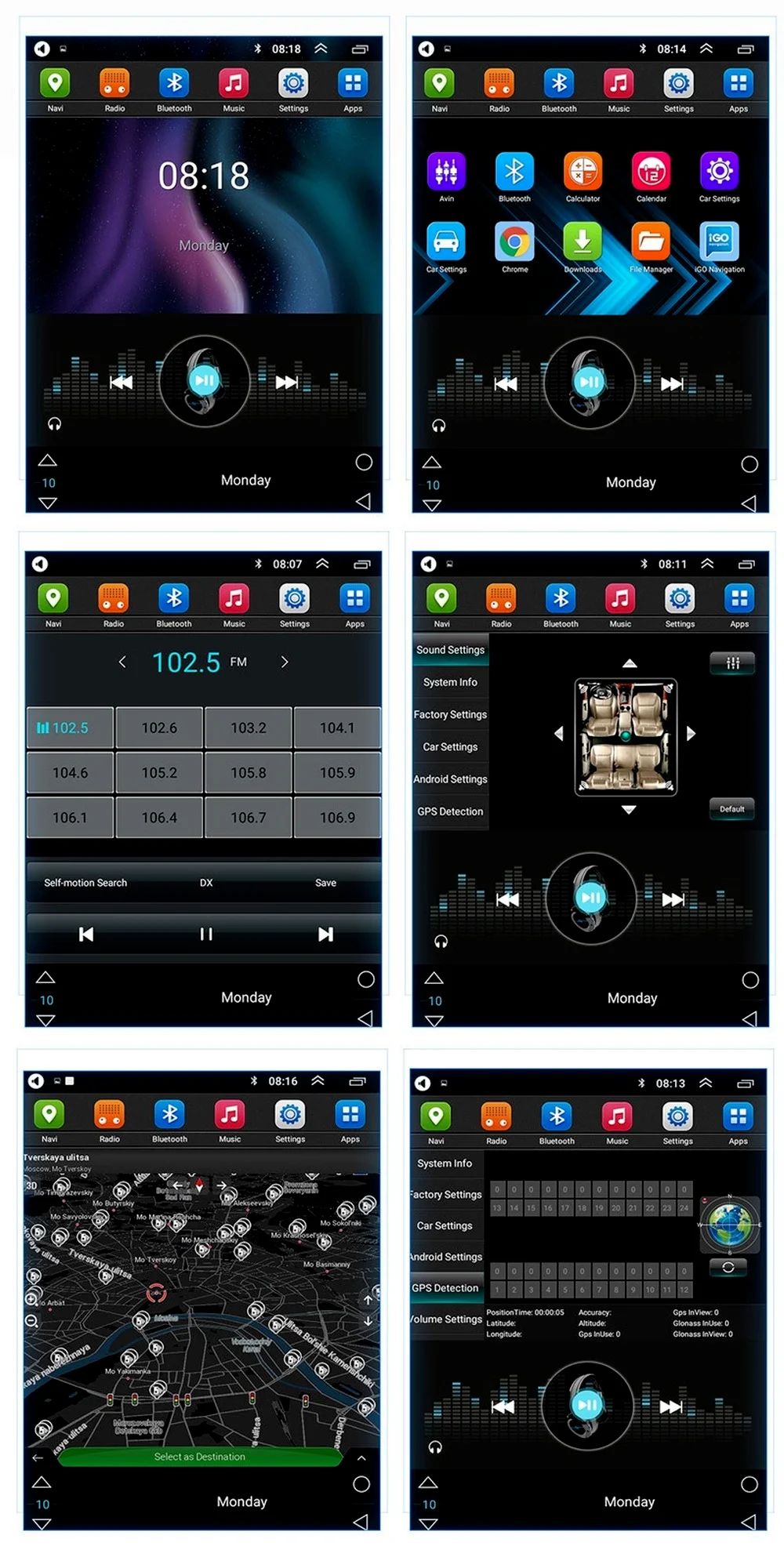 Автомобильный мультимедийный плеер Android в стиле Tesla с GPS-навигацией Bluetooth Wi-Fi