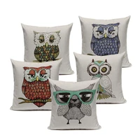 decorative cotton linen animal series vintage created cartoon owl cotton pillow 45cmx45cm square 3d throw pillow cover