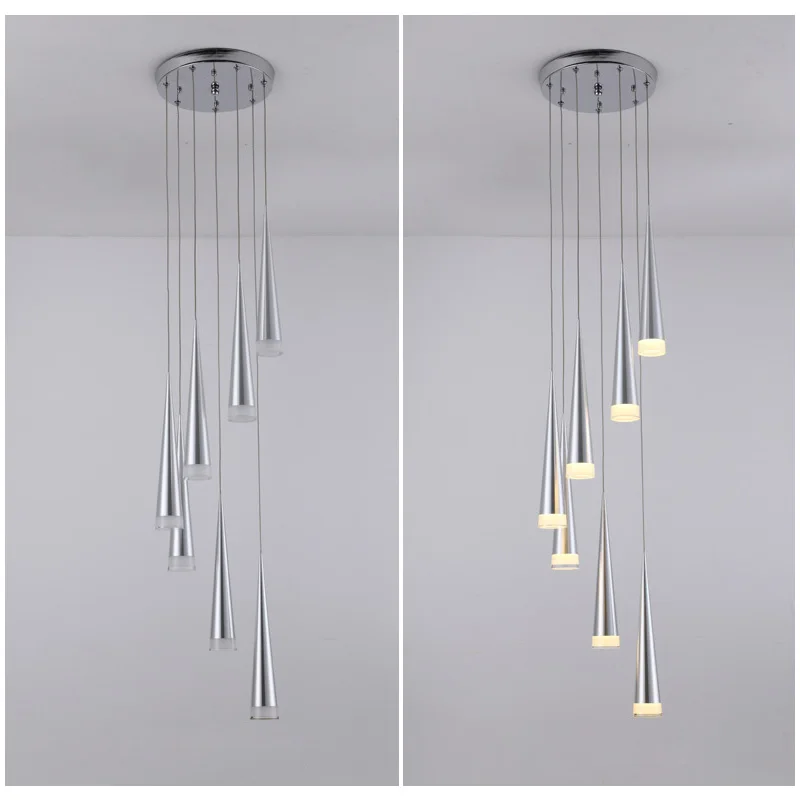 Современный светодиодный конический подвесной светильник алюминиевый