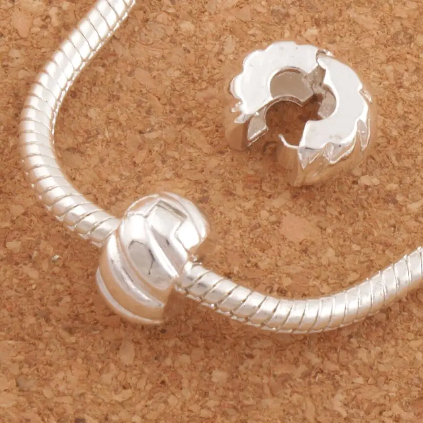 30pcs 10mm Silver Plated Tone Pumpkin Stopper Big Hole Beads Clip Fit European Charm Bracelets Metals Jewelry L1749