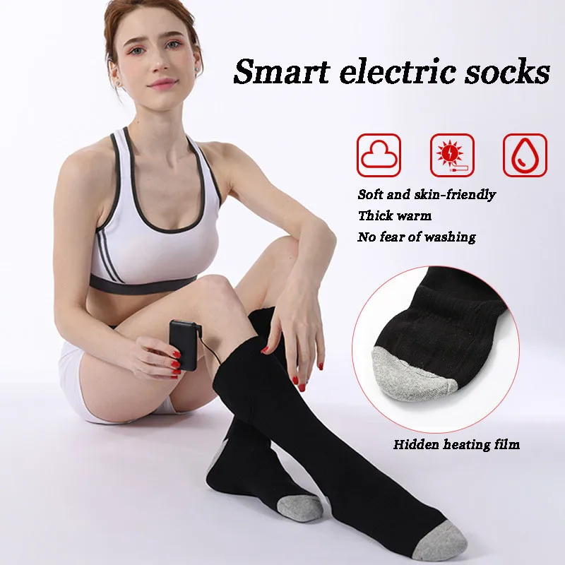 

Интеллектуальные носки с электрическим подогревом, третья передача, температурные теплые носки, зимние длинные и облегающие носки, теплые ...