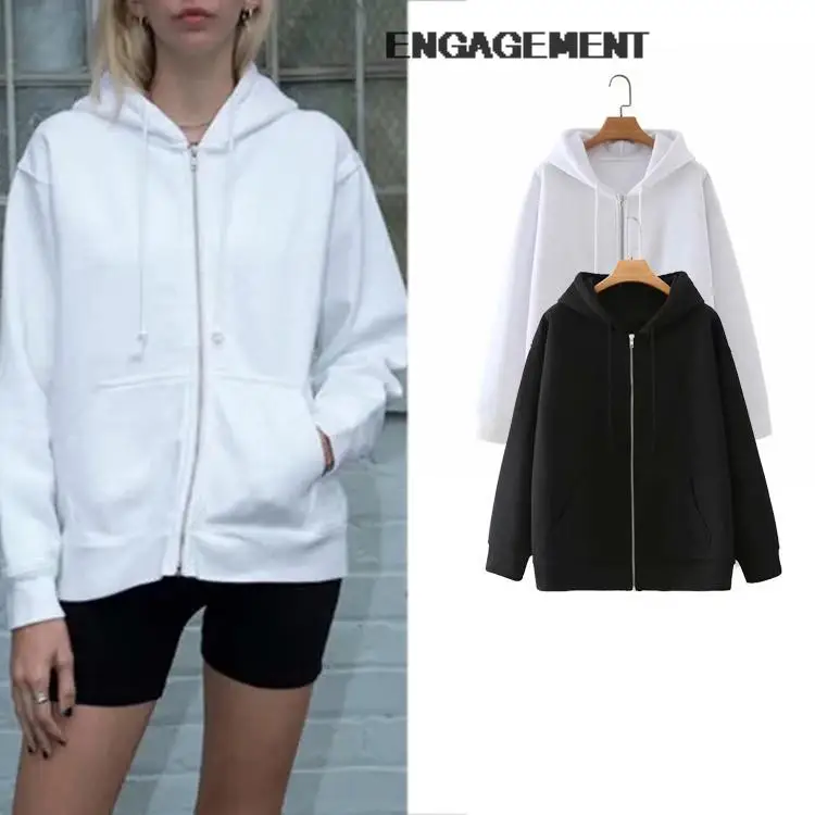 

ENGAGEMENT BM all-match loose sweater coat autumn Women mid-length plus size hoodies winter tops teens Za 2021 Trafaluc