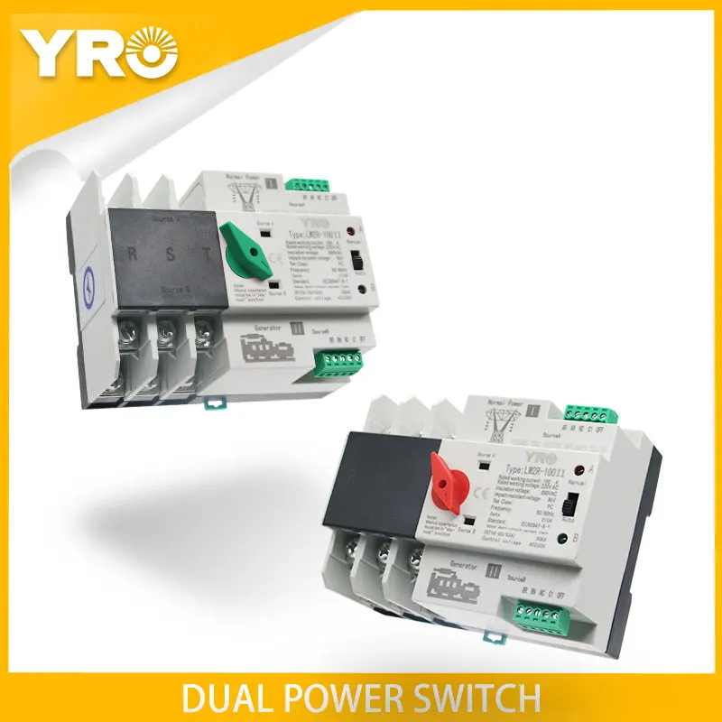 Din Rail 3P Mini ATS Dual Power Automatic Transfer Switch Electrical Selector Switches Uninterrupted 100A | Обустройство дома