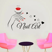 nail art wall sticker vinyl home decor interior design beauty nail salon decal fashion girl women window decoration mural a502