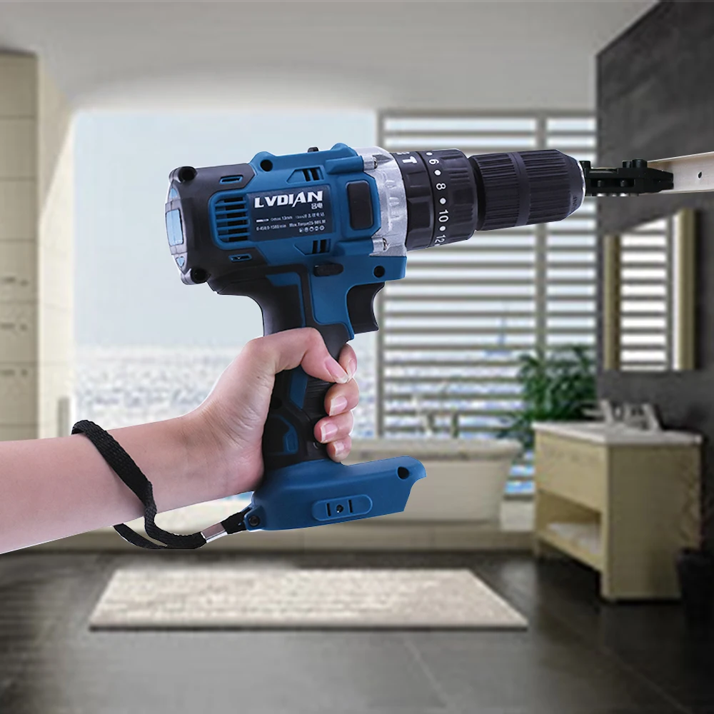 Электрическая аккумуляторная ударная дрель Makita с 2-мя скоростями перезаряжаемая