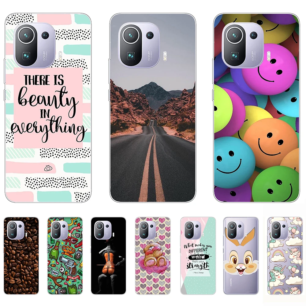 

For Xiaomi Mi 11 Pro Case Tpu Silicon Cute Cartoon Shell Phone Cover on Mi 11 Pro Anti-fall Personality Fundas Coque Etui Bumper