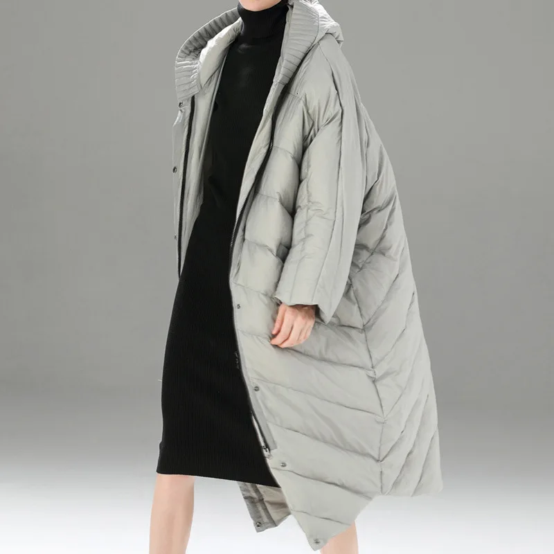 LANMREM 2020 одноцветное длинное пальто свободное большое с капюшоном большой размер