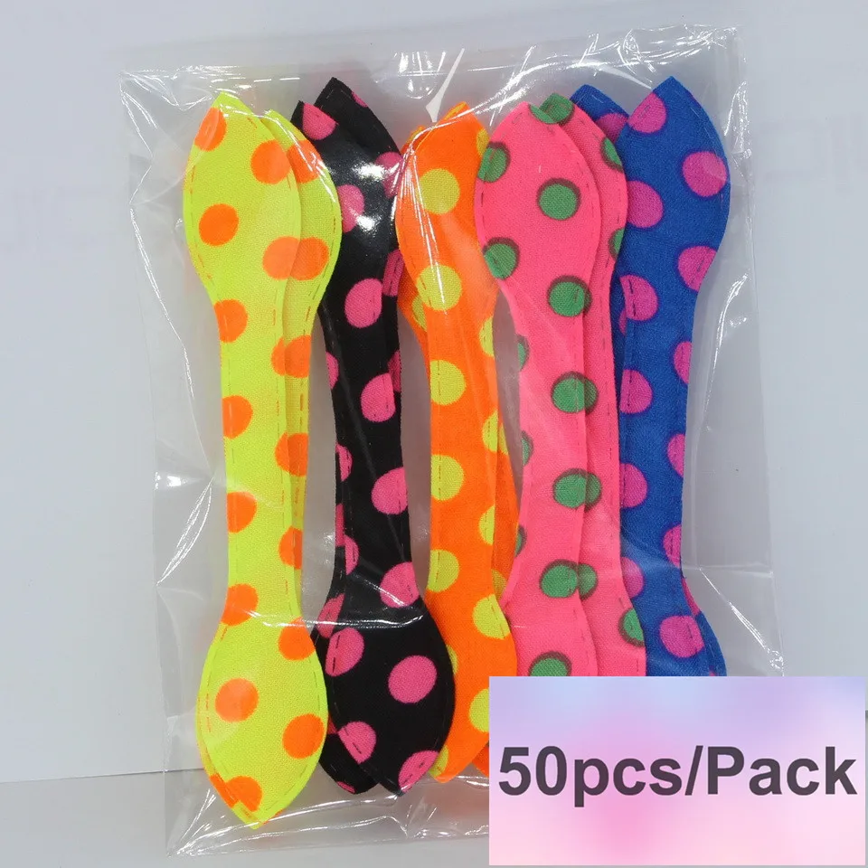 50pcs Big Dot ears Isnice/галстук-бабочка для волос; аксессуары для волос для девочек; разноцветные резинки для волос с милыми ушками, звездочками, павлином и цветком; головные уборы или заколки для волос - Цвет: 50pcs Big Dot ears