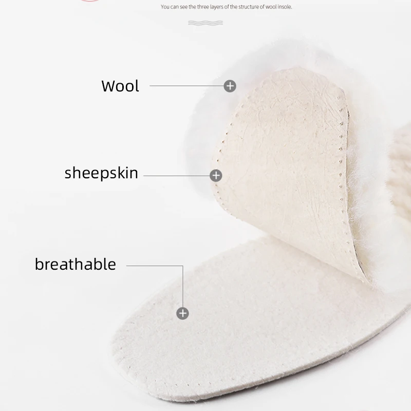 Wool insoles  for shoes Sheepskin Natural Shearling Real Fur Wool Men and women  To keep warm in winter
