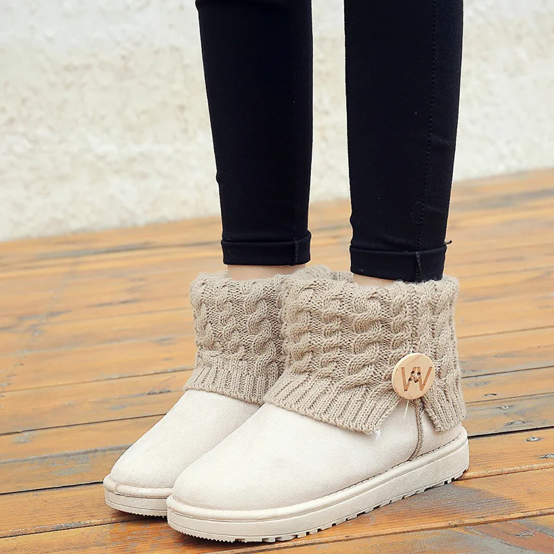 Женские ботинки для снежной погоды женские короткие тканые шерстяные сапоги