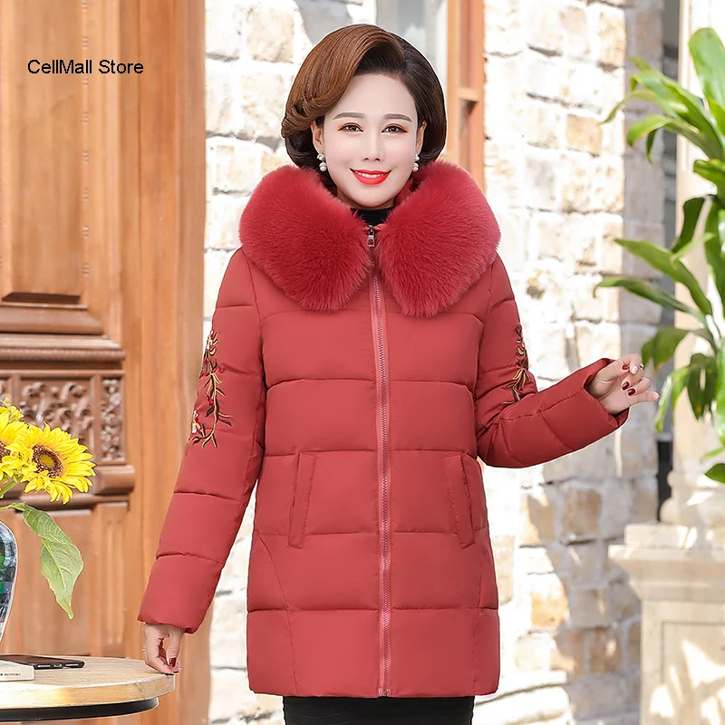 

Wintet 2020 Куртка женская меховая верхняя одежда с вышивкой теплое пальто с хлопковой подкладкой парка Женское зимнее пальто