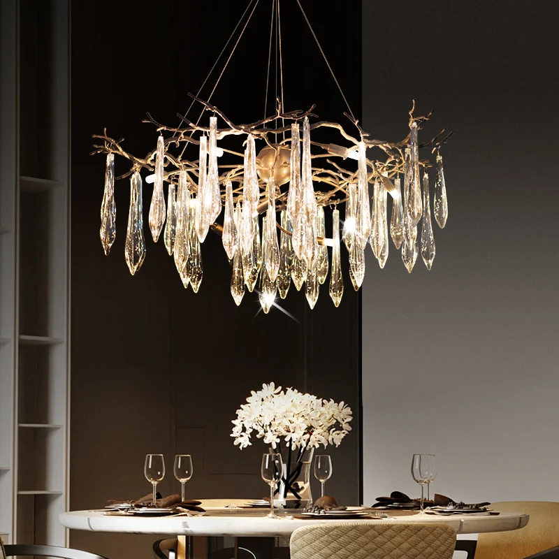 

art deco design luxury crystal chandelier modern copper lamp AC110V 220V cristal LED chandeliers project lighting