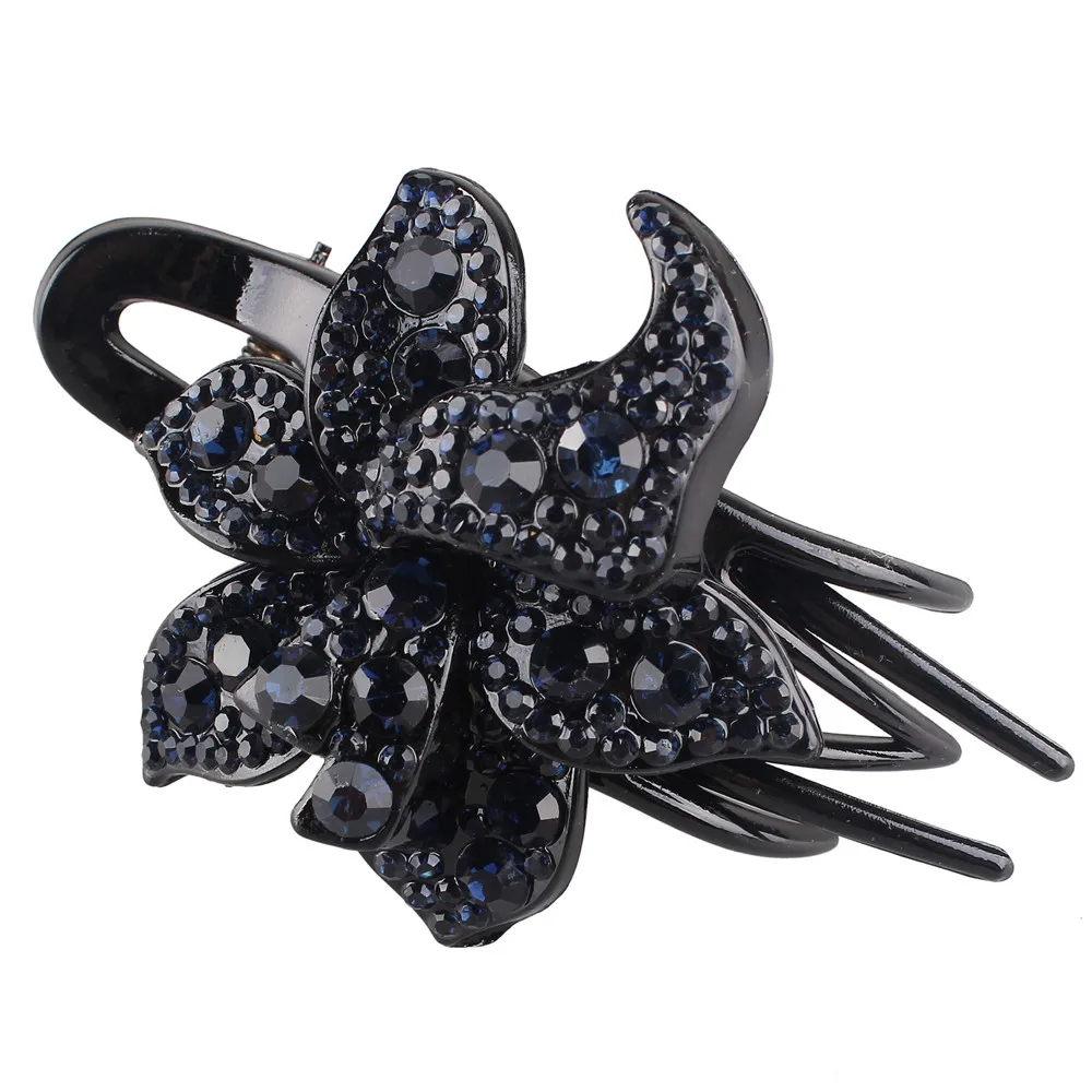 

Rhinestone Colorful Flower Crystal Hair Claw Fashion Hairpin Hollow Floral Hair Clip Barrette Women Wedding Hair Accessories